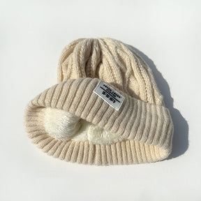 Woolen Cap Female Fleece Lined Padded Warm Keeping Knitted Hat My Store