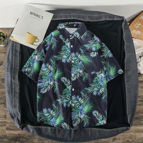 Casual Loose Half Sleeve Shirt Printed Men's Top My Store