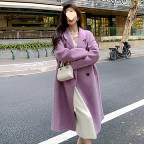 Pink Double-faced Woolen Goods Cashmere Trench Coat Women's Mid-length My Store