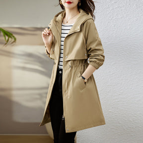 Early Autumn Casual Women's Windbreaker Loose Hooded Fashion Mid-length Slimming Coat My Store