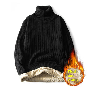 Men's Fleece-lined Thick Neck Sweater My Store