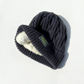 Woolen Cap Female Fleece Lined Padded Warm Keeping Knitted Hat My Store