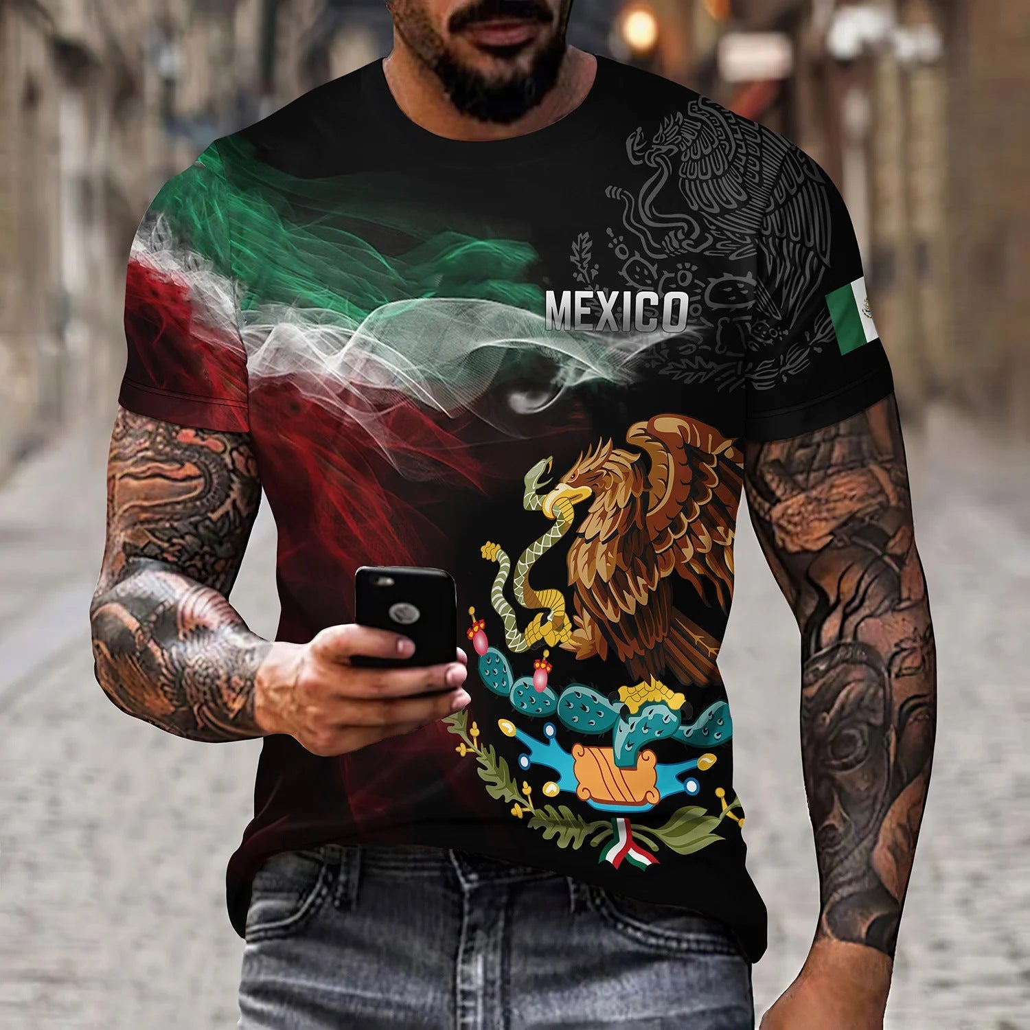 Eagle And Snake T-shirt Loose Round Neck Men's Short Sleeve T-shirt My Store