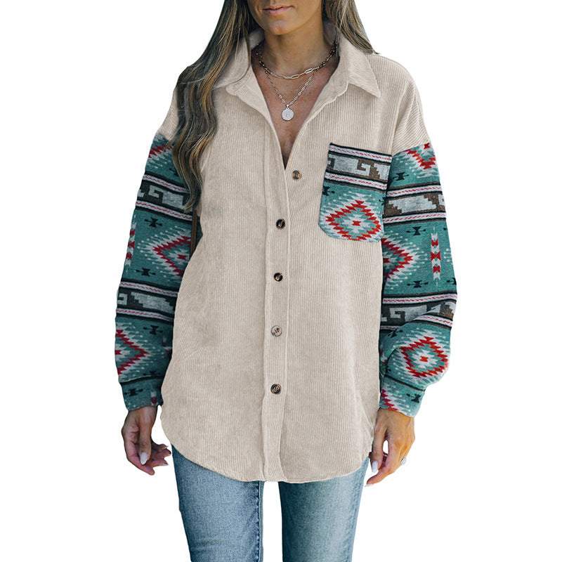 Ethnic Lapel Multi-color Coat Women's Lazy My Store