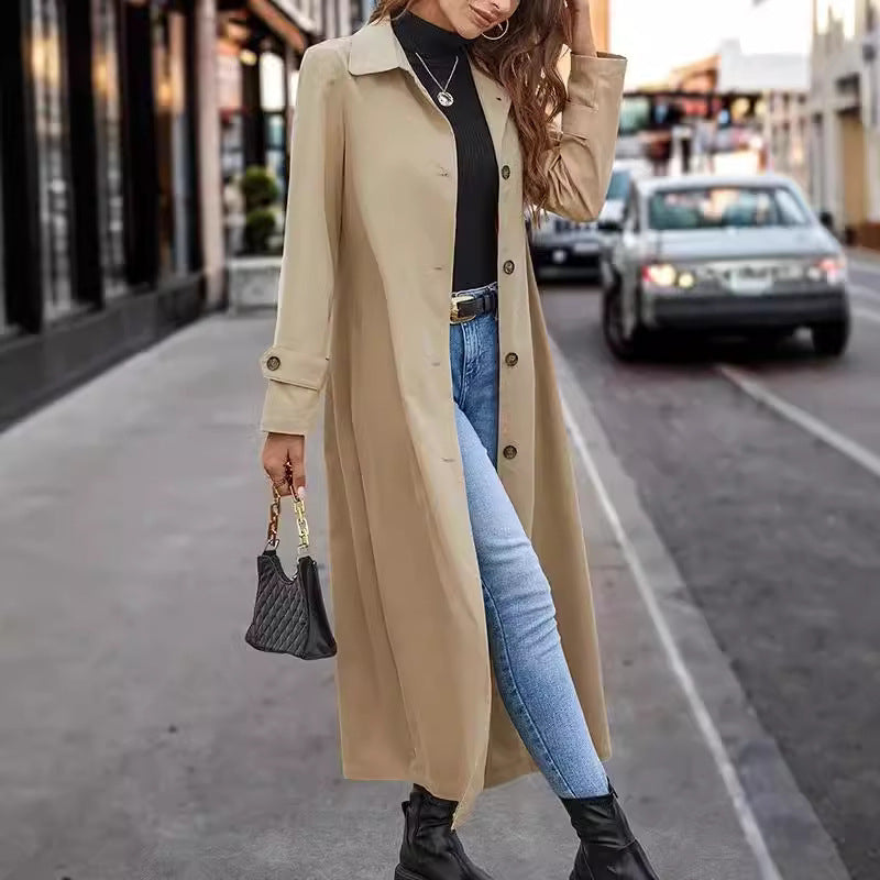 Fashion Casual Gentle Button Long Trench Coat For Women My Store