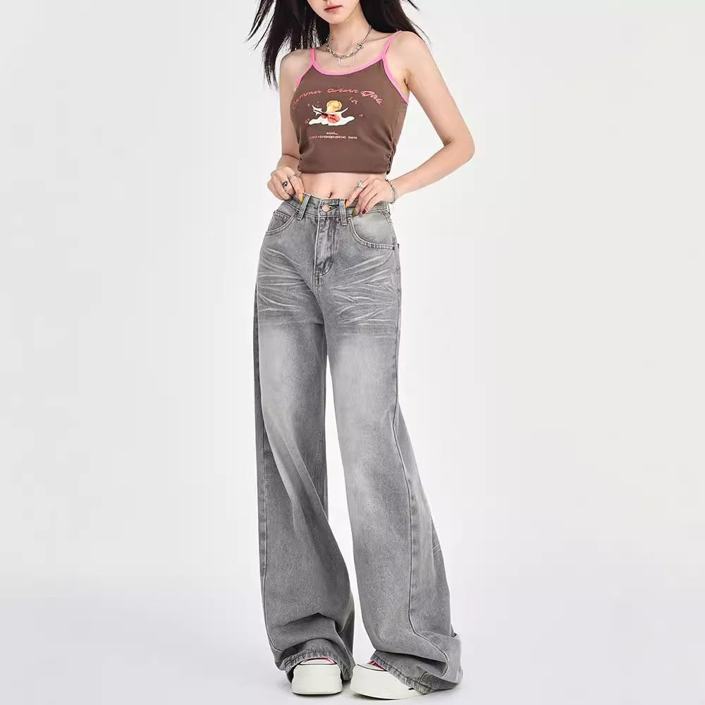 Autumn Retro Loose Low Waist Straight Jeans For Women My Store