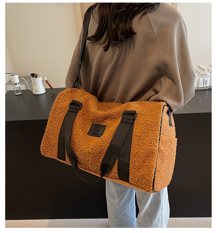 Autumn And Winter New Casual Portable Travel Large Capacity Simple Lambswool Shoulder Crossbody Tote Bag My Store