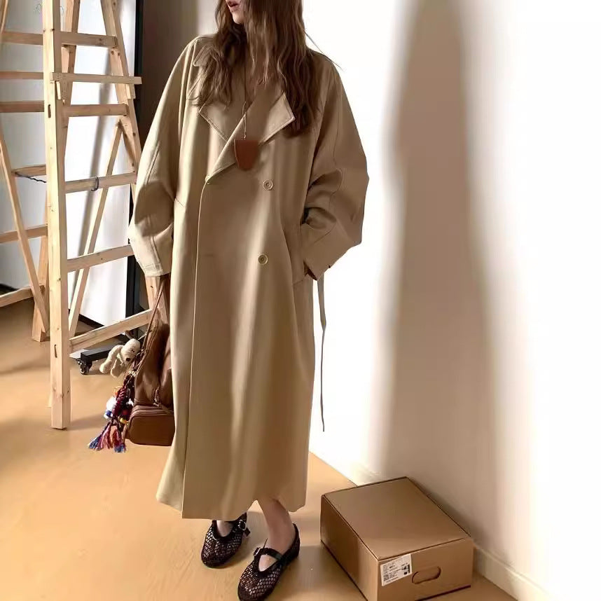 Early Autumn Lapel Long Trench Coat Raglan Sleeve Wide Version My Store