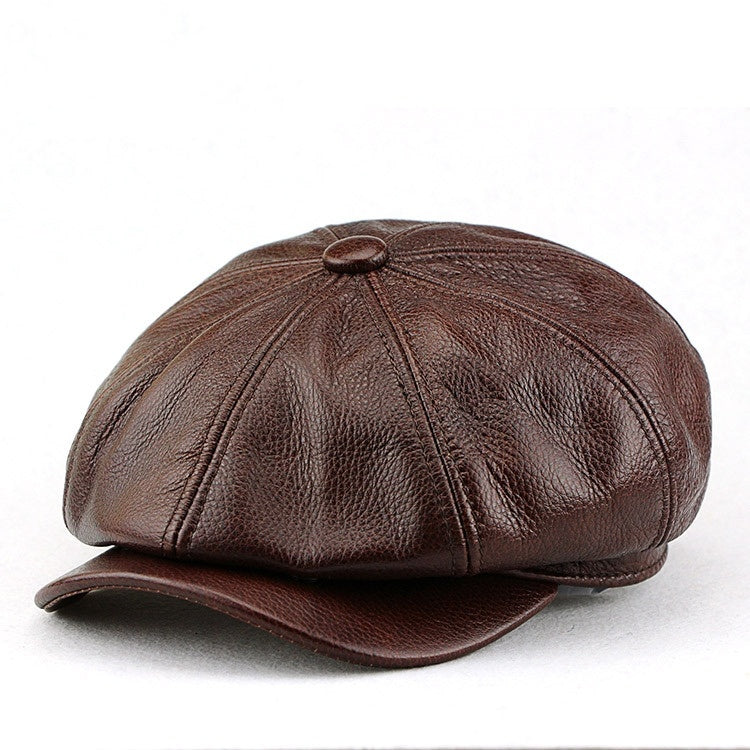 British Cowhide Octagonal Cap Female Peaked Cap Tide My Store