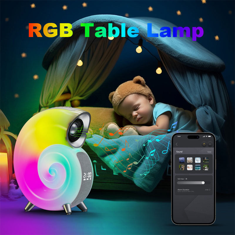 Conch Smart RGB Atmosphere Light Bluetooth Speaker Alarm Clock Wake-up Lamp White Noise Machine For Sleeping Baby APP Control My Store