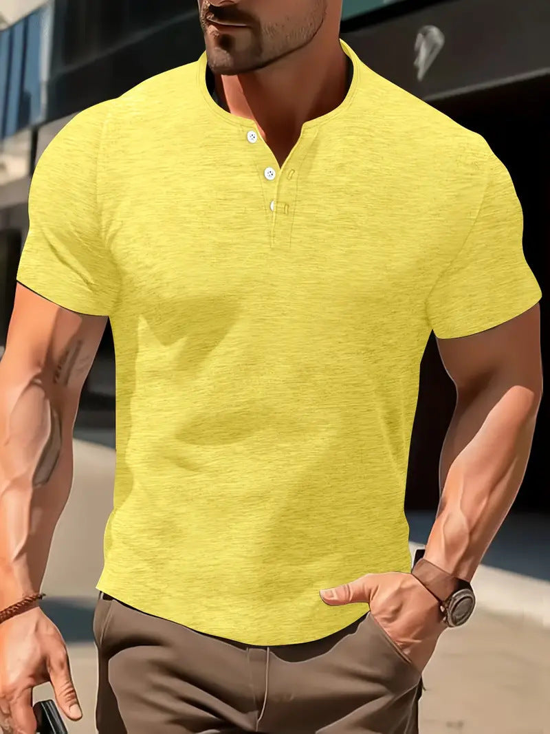 Men's Solid Color Casual Fashion Short Sleeved Shirt My Store