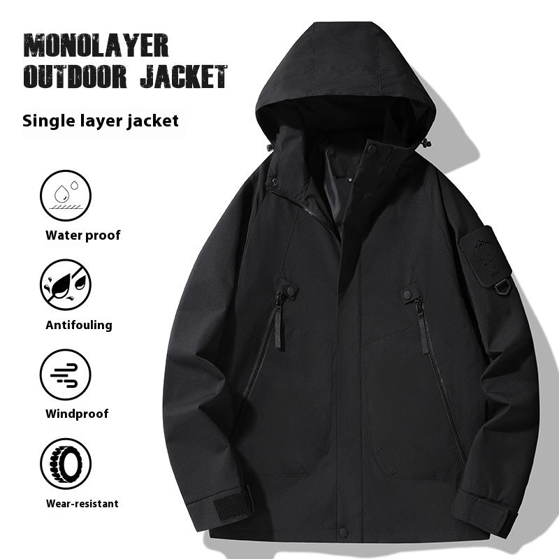 Single-layer Outdoor Shell Jacket Thin Windproof Waterproof Mountaineering Suit My Store