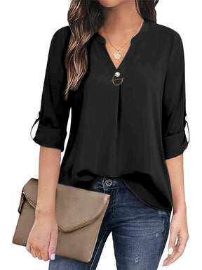 V-neck Shirt Long Sleeve With Cuff My Store