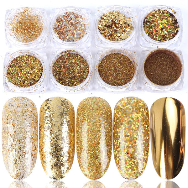 8 Box Mix Glitter Nail Art Powder Flakes Set My Store