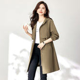 Early Autumn Casual Women's Windbreaker Loose Hooded Fashion Mid-length Slimming Coat My Store