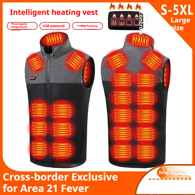 Color Matching Four-control Zone 21 Self-heating Vest V-neck My Store