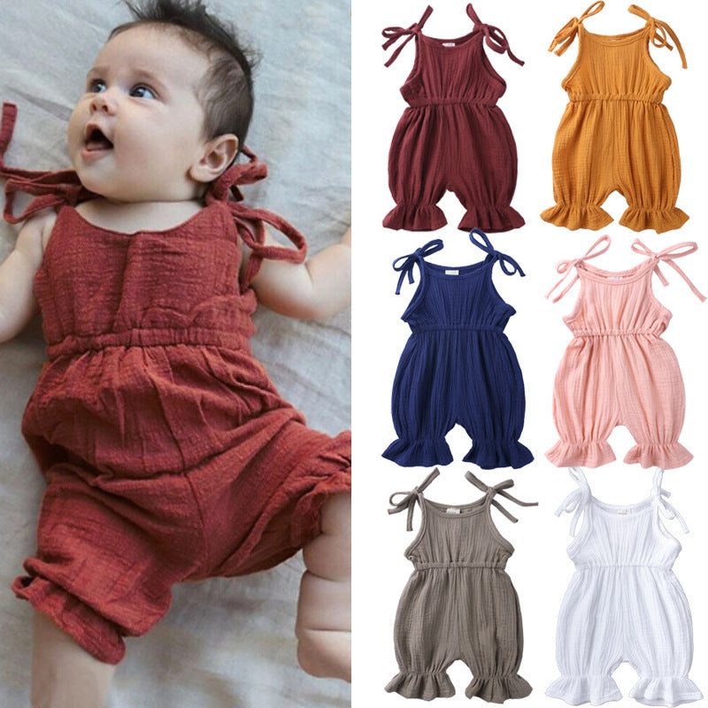 New Arrivals Newborn Toddler Baby Girls Sleeveless Solid Romper Jumpsuit Outfit My Store