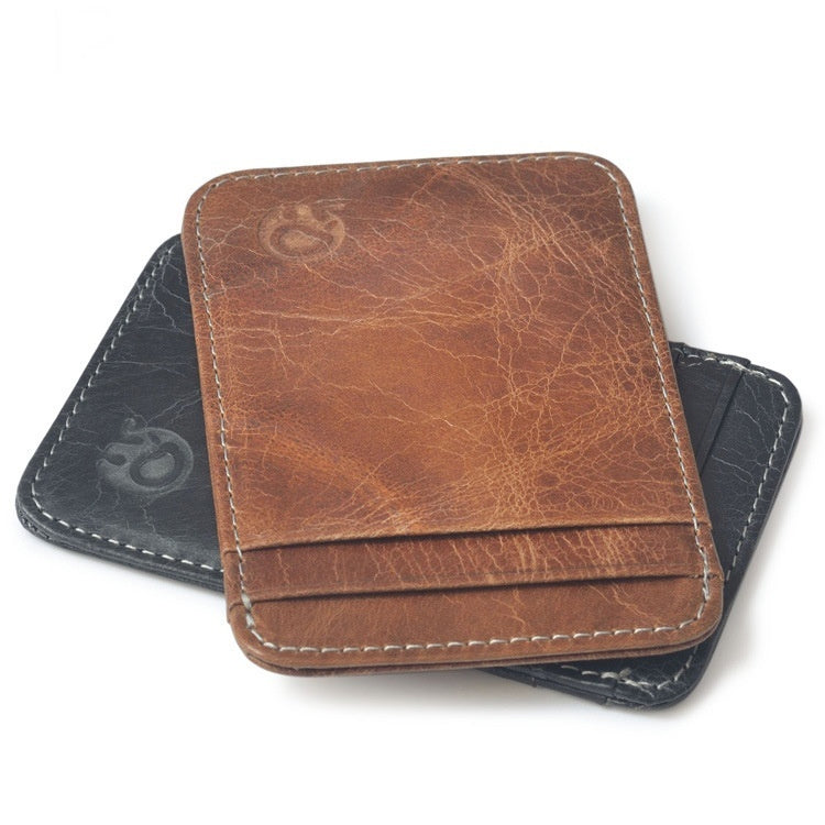 Small Round Elephant Card Case Card Slot Card Holder First Layer Cowhide Bag 5 Card Holder My Store