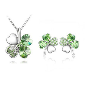 Four-leaf clover crystal necklace earrings My Store