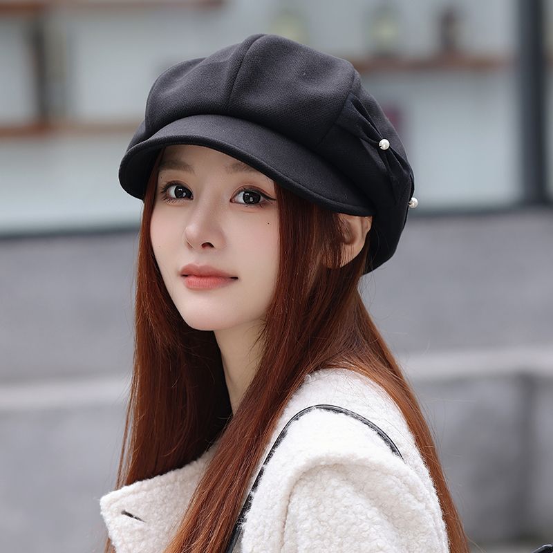 Fashion Pearl Bow Makes Face Look Small Beret Trendy My Store