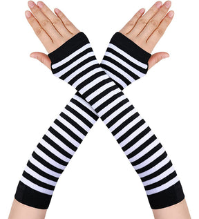 Fingerless Oversleeve Dark Lolita Striped Cross Long Cosplay Oversleeve Sheath My Store