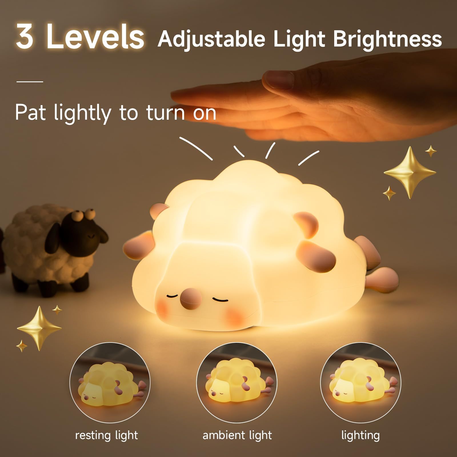 Cute Silicone Night Lights Sheep Cartoon Bedroom Lamp For Children's Room Decor Rechargeable Timing Dimming Sleep Night Light My Store