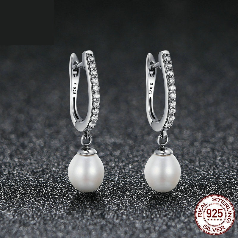 Rhinestone Pearl Personalized Sterling Silver S925 Fashion Stud Earrings For Women My Store