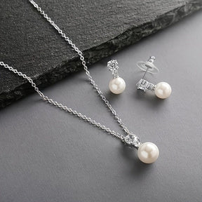 Elegant Pearl Pendant  Necklace And Earrings Set My Store