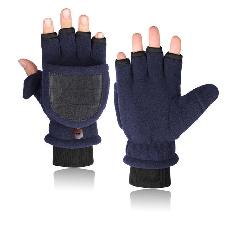 Double-layer Velvet Gloves Flip Touch Screen Half Finger Gloves My Store