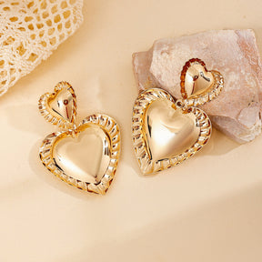 Exaggerating Heart-shapaed Metal Alloy Earrings Niche Texture My Store