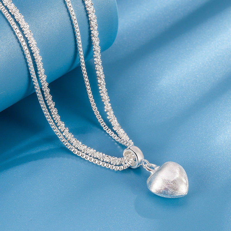 Simple Heart-shaped Double-layer Brushed Necklace Fashion Jewelry My Store