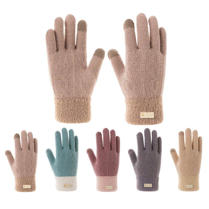 Student Riding Thickened Warm Double-layer Touch Screen Gloves My Store