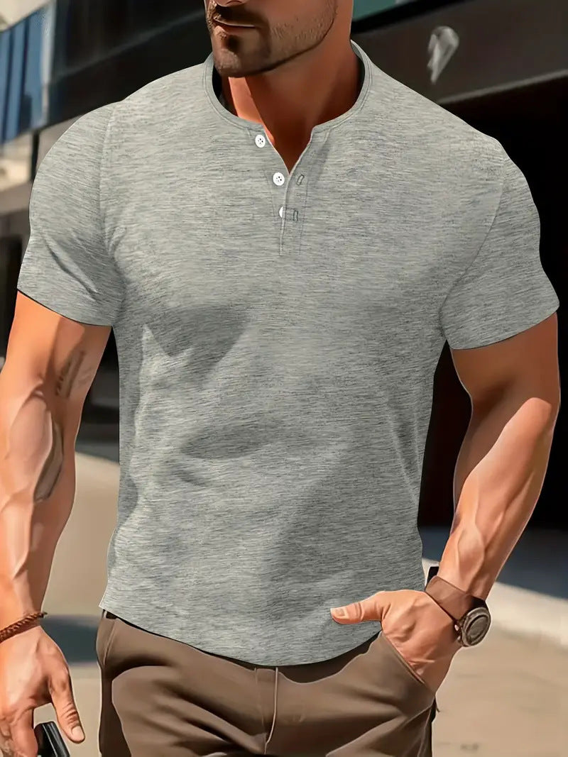 Men's Solid Color Casual Fashion Short Sleeved Shirt My Store