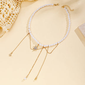 Pearl Necklace Tassel Alloy Six-pointed Star My Store