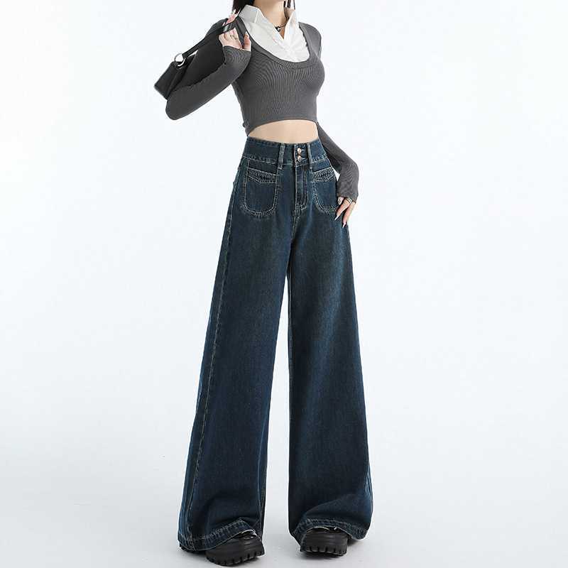 Draping Mop All-matching Straight Jeans For Women My Store