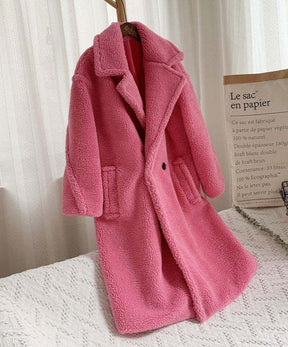 Lapel Lamb Fleece Coat With Pockets Faux Fur Coat Winter Warm Thickening Long Windbreaker Women's Clothing My Store