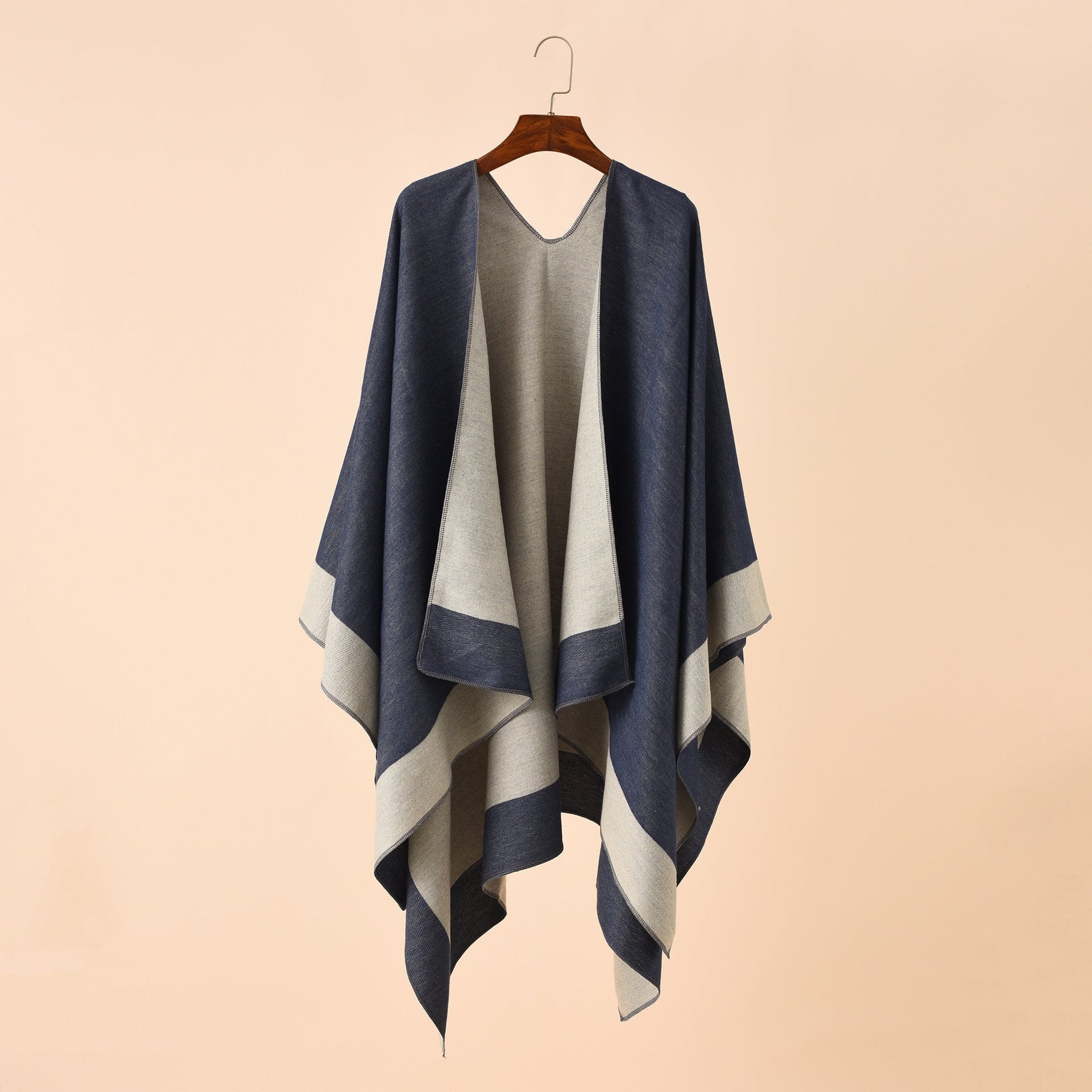 Double-sided Color Matching Plaid Cashmere-like Shawl Outer Match Cape Coat My Store