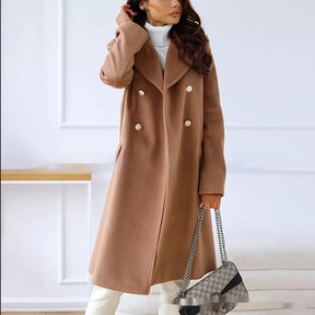 Simple Double Breasted Woolen Coat For Women My Store