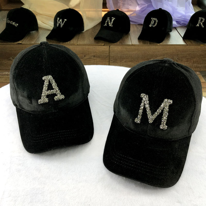 Letter Gold Velvet Baseball Cap Casual All-match Korean Peaked Cap My Store