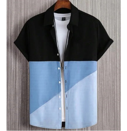 Fashion Trendy Men's Shirt Digital Printing Casual Breathable Stand Collar Short Sleeve My Store