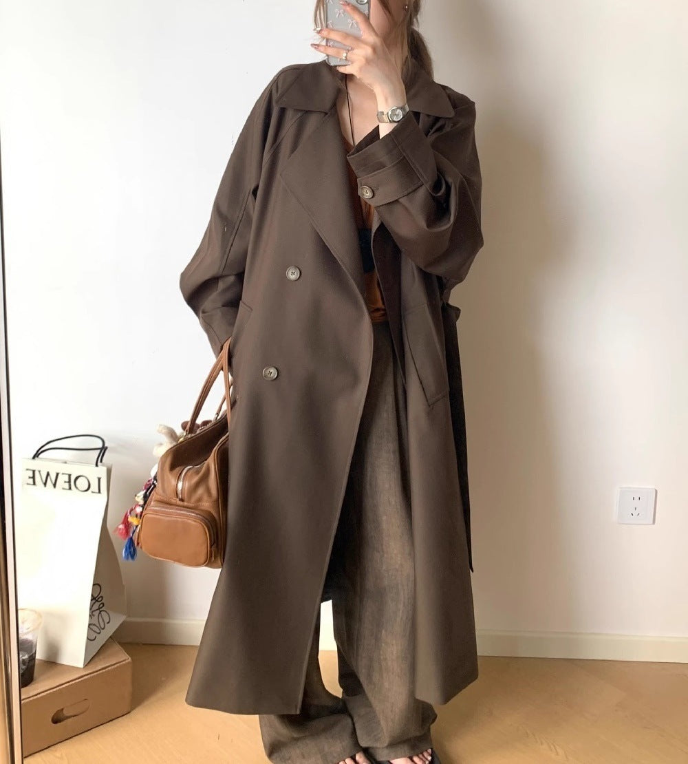 Early Autumn Lapel Long Trench Coat Raglan Sleeve Wide Version My Store