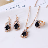 Water drop rhinestone necklace earrings ring set My Store