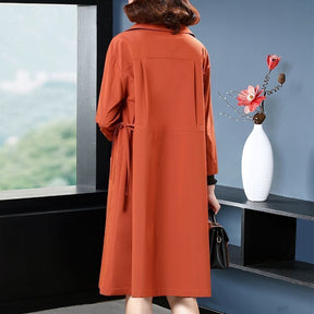 Temperament Western Style Mid-length Below The Knee Plus Size Loose Trench Coat Women My Store