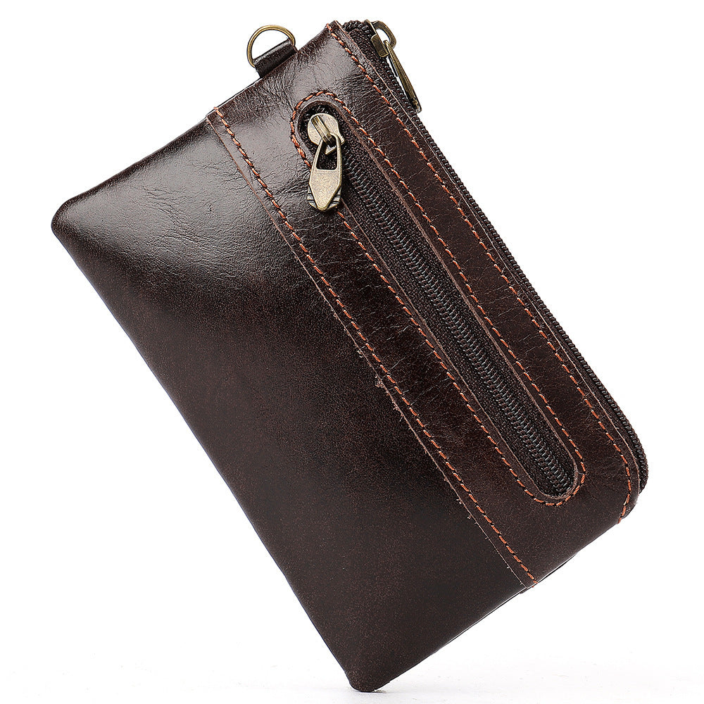 Vintage cowhide zipper card holder My Store