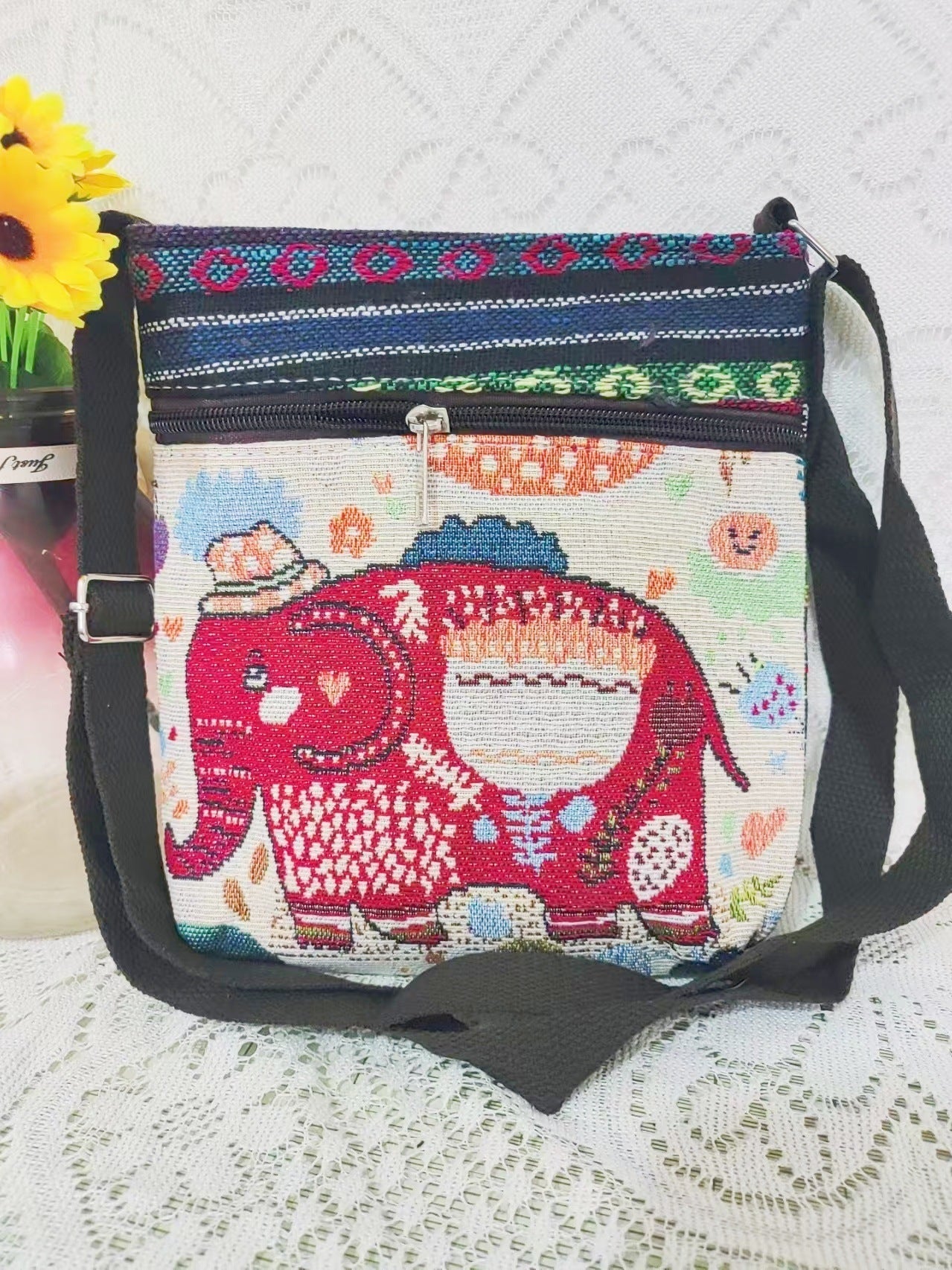 Ethnic Style Embroidered Crossbody Bag Cute Elephant Butterfly Chinese Style My Store