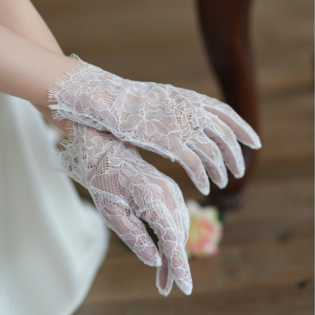 New Super Fairy White Lace Tulle Bride Photo Gloves My Store