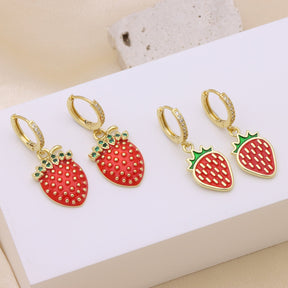 Fashion High Sense Colorful Oil Necklace Fruit Strawberry Cherry Personalized And Simple Earrings My Store