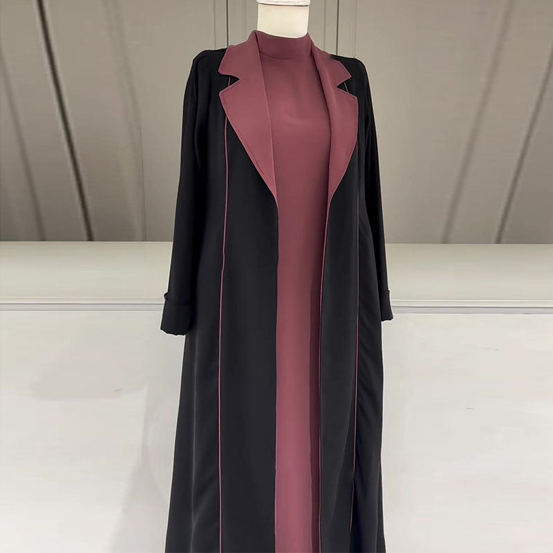 Fashion Colorblock Long Cardigan Trench Coat My Store