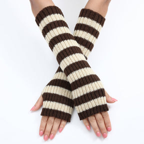 Warm Fashionable Knitted Long Mixed Color Stripe Knitting Wool Gloves My Store