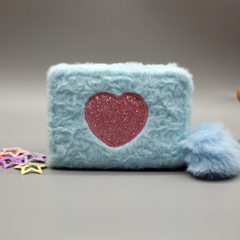 Plush Coin Purse Love Embroidered Zipper My Store